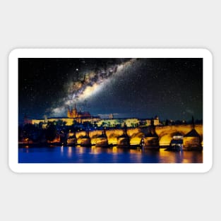 Milky Way over Prague Castle Sticker
